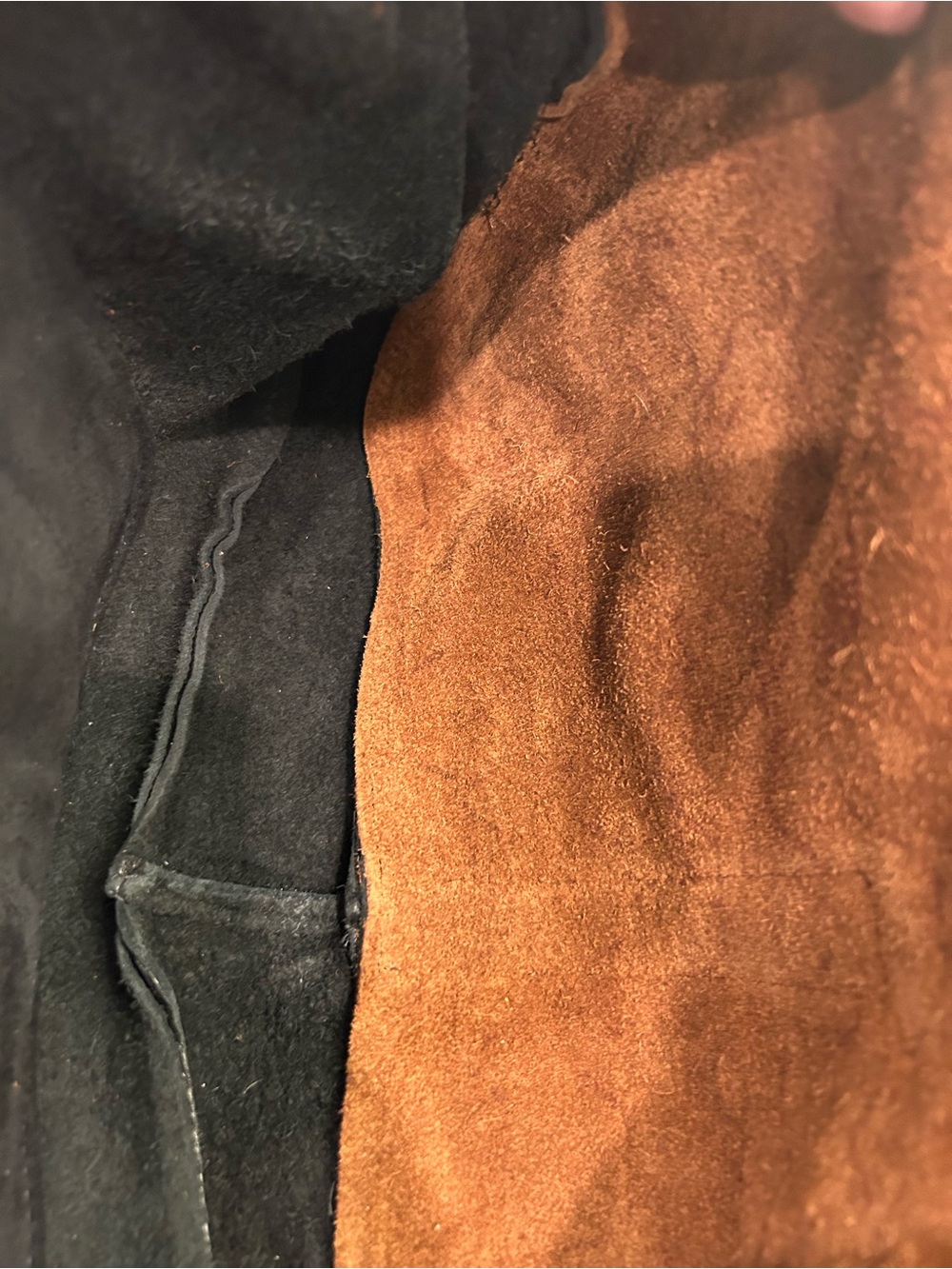 Two-Tone Handmade Leather Shoulder Bag with Copper Dragonfly Detail - Picture 15 of 16